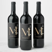 Étiquette Pour Bouteilles De Vin M Monogramme Floral Personnalisé (Bouteilles)