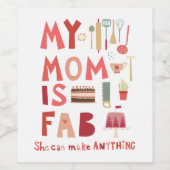 Étiquette Pour Bouteilles De Vin Ma mère est fab (Étiquettes simples)