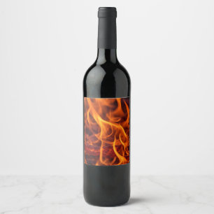 Étiquette Pour Bouteilles De Vin macro Flamme d'incendie
