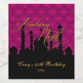 Étiquette Pour Bouteilles De Vin Magnifique Magenta, Nuits Arabes (Étiquettes simples)