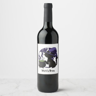 Étiquette Pour Bouteilles De Vin Magnifique Sorcière Noire Chat Sorcière