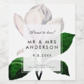 Étiquette Pour Bouteilles De Vin magnolia botanique verdure bouteille de mariage (Étiquettes simples)