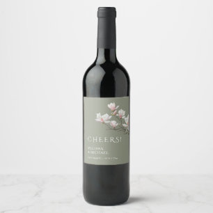 Étiquette Pour Bouteilles De Vin Magnolia de mariage Féerie Acclamations
