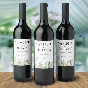 Étiquette Pour Bouteilles De Vin Magnolia Eucalyptus Élégant Mariage Personnalisé