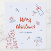 Étiquette Pour Bouteilles De Vin Main Whimsical Tirée Oh Quelle Fun Noël (Étiquettes simples)