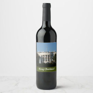 Étiquette Pour Bouteilles De Vin Maison Blanche de Noël pour les vacances Washingto