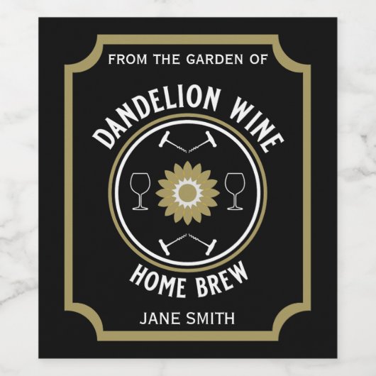 Étiquette Pour Bouteilles De Vin Maison Brassé Dandelion Vin personnalisé (Étiquettes simples)