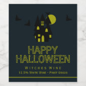 Étiquette Pour Bouteilles De Vin Maison hantée, Joyeux Halloween (Étiquettes simples)