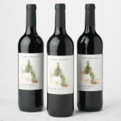 Étiquette Pour Bouteilles De Vin Maisons de neige blanches Joyeux voeux de Noël (Bouteilles)
