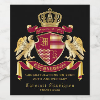 Étiquette Pour Bouteilles De Vin Make Your Own Coat of Arms Red Gold Eagle Emblème