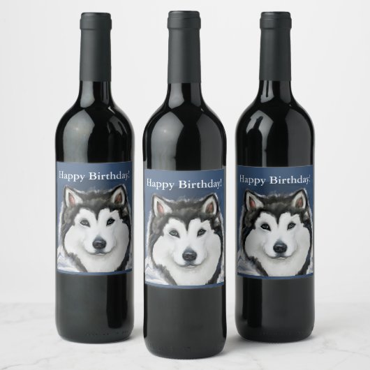 Étiquette Pour Bouteilles De Vin Malamute d'Alaska (Bouteilles)