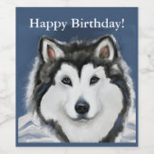 Étiquette Pour Bouteilles De Vin Malamute d'Alaska (Étiquettes simples)