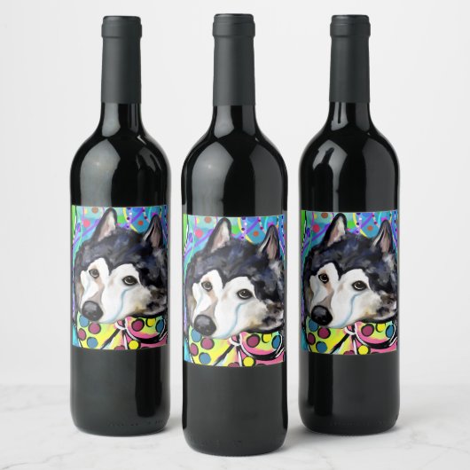 Étiquette Pour Bouteilles De Vin Malamute d'Alaska (Bouteilles)