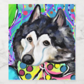 Étiquette Pour Bouteilles De Vin Malamute d'Alaska (Étiquettes simples)