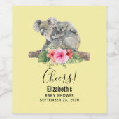 Étiquette Pour Bouteilles De Vin Maman & Bébé Koala Ours Baby shower d'aquarelle mi (Étiquettes simples)
