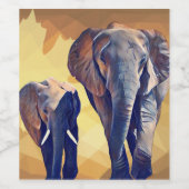 Étiquette Pour Bouteilles De Vin Maman et bébé Eléphant à l'automne (Étiquettes simples)