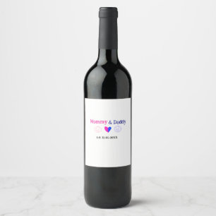 Étiquette Pour Bouteilles De Vin Maman & Papa nouveaux parents ajouter nom date cœu
