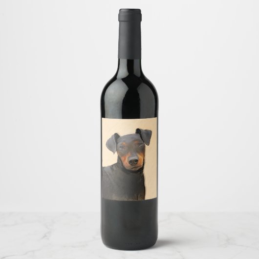 Étiquette Pour Bouteilles De Vin Manchester Terrier Peinture Art animal original (Devant)