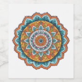 Étiquette Pour Bouteilles De Vin mandala de différentes couleurs (Étiquettes simples)