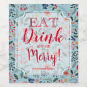 Étiquette Pour Bouteilles De Vin Manger Boire et Joyeux Noël (Étiquettes simples)