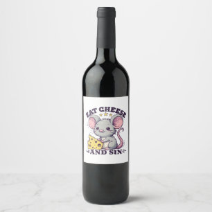 Étiquette Pour Bouteilles De Vin Manger du fromage et pécher
