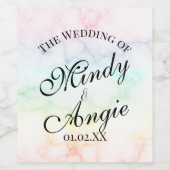 Étiquette Pour Bouteilles De Vin Marble Rainbow Gay Script Wedding (Étiquettes simples)