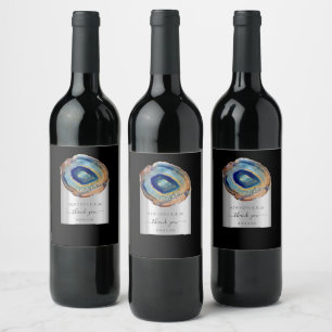 Étiquette Pour Bouteilles De Vin Marbre Amethyst Pierre Merci Favor Mariage
