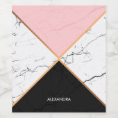 Étiquette Pour Bouteilles De Vin Marbre blanc Avec Lignes Dorées (Étiquettes simples)