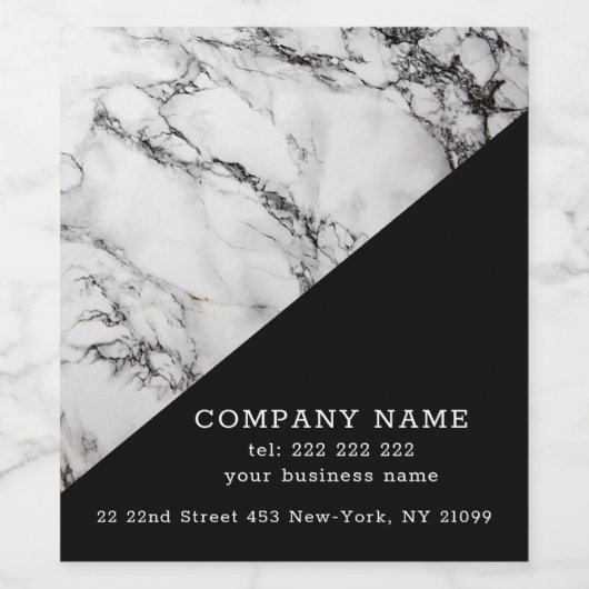 Étiquette Pour Bouteilles De Vin Marbre blanc Black Grain (Étiquettes simples)