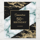 Étiquette Pour Bouteilles De Vin Marbre blanc Chic Gold Paint Texture Anniversaire (Étiquettes simples)