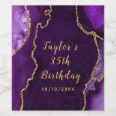 Étiquette Pour Bouteilles De Vin Marbre d'âge mauve et or Anniversaire (Étiquettes simples)