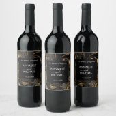 Étiquette Pour Bouteilles De Vin Marbre noir et doré (Bouteilles)