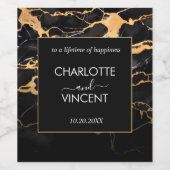 Étiquette Pour Bouteilles De Vin Marbre noir et doré (Étiquettes simples)