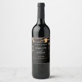 Étiquette Pour Bouteilles De Vin Marbre noir et doré (Devant)