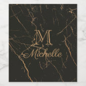 Étiquette Pour Bouteilles De Vin Marbre noir et doré (Étiquettes simples)