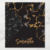 Étiquette Pour Bouteilles De Vin Marbre noir et Parties scintillant (Étiquettes simples)