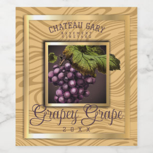 Étiquette Pour Bouteilles De Vin Marbre raisins faux or vin rouge personnalisé