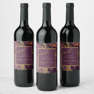 Étiquette Pour Bouteilles De Vin Marbre Violet Et Or Prune 