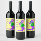 Étiquette Pour Bouteilles De Vin Mardi Gras Alligator violet (Bouteilles)