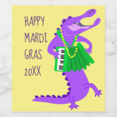 Étiquette Pour Bouteilles De Vin Mardi Gras Alligator violet (Étiquettes simples)