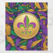 Étiquette Pour Bouteilles De Vin Mardi Gras Fleur de lis (Étiquettes simples)