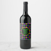 Étiquette Pour Bouteilles De Vin Mardi Gras Fleur de Lis Motif Texte personnalisé (Devant)