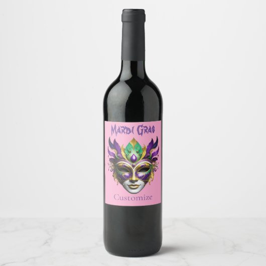 Étiquette Pour Bouteilles De Vin Mardi Gras Masque Thunder_Cove (Devant)