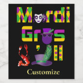 Étiquette Pour Bouteilles De Vin Mardi Gras Y'all Thunder_Cove (Étiquettes simples)