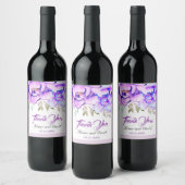 Étiquette Pour Bouteilles De Vin Mariage à fleurs d'aquarelle violette (Bouteilles)
