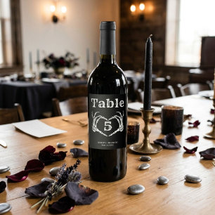 Étiquette Pour Bouteilles De Vin Mariage à la main de crâne gothique d'Halloween d'