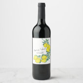 Étiquette Pour Bouteilles De Vin Mariage à l'aquarelle Citron Script (Devant)
