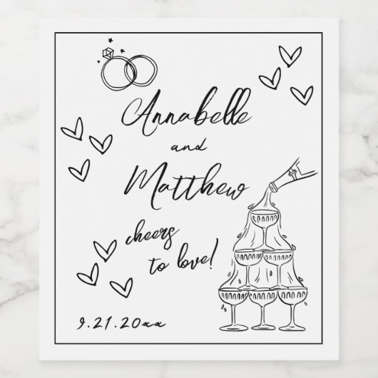 Étiquette Pour Bouteilles De Vin Mariage à main (Étiquettes simples)