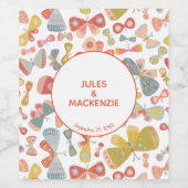 Étiquette Pour Bouteilles De Vin Mariage à motif papillon graphique pastel moderne (Étiquettes simples)