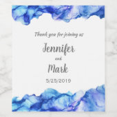 Étiquette Pour Bouteilles De Vin Mariage Abstrait bleu en soie (Étiquettes simples)